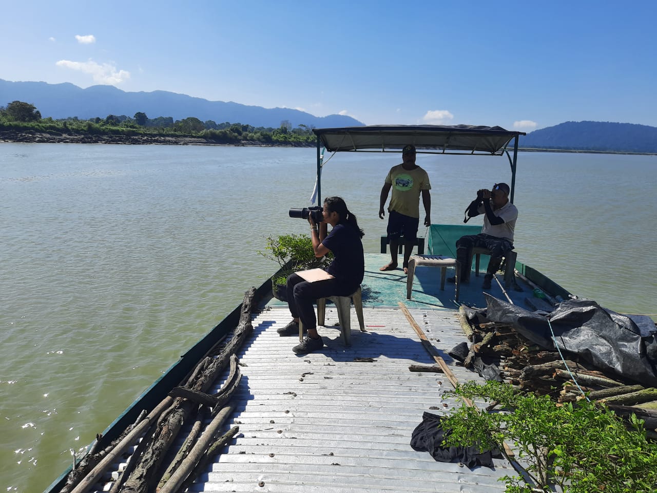 Boat survey during Assam roofed turtle field assessment